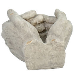 Cupped Hands Garden Planter In A Weathered Light Stone Effect