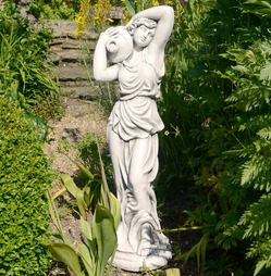 Elizabeth Carrying Urn Garden Statue in White Stone