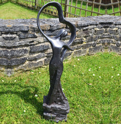 First Date Contemporary Garden Statue - Ebony Black or Ivory White Stone Effect 