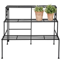 Folding Etagere Garden Plant Stand in Black