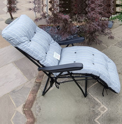Reclining Multi Position Lounger Chairs - Grey with Pin Stripe