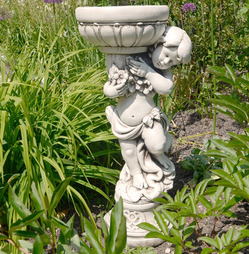 James Boy Planter Garden Statue in Antique Stone Effect
