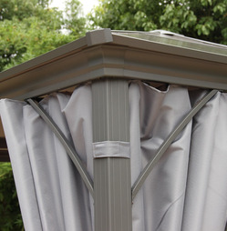 Grey Lugano Gazebo 3m x 3m - Polycarbonate - with Side Curtains