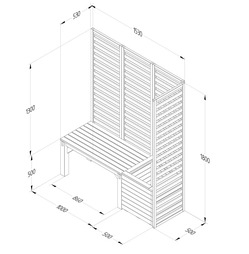 Modular Furniture with Bench, Planter & Trellis Screens
