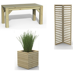 Modular Furniture with Bench, Planter & Trellis Screens
