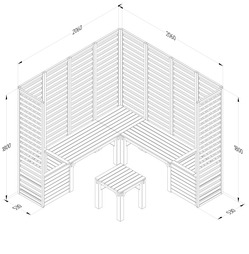 Modular Furniture with Benches, Planters, Stools, & Trellis Screens