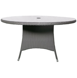 Nevada Rattan Grey 6 Seater Round Dining Table
