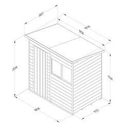 Overlap Pent Garden Shed 6 x 4ft - Pressure Treated - Different Options Available