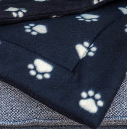 Padded Fleece Dog Bedding Comforter Blanket - Paw Print - Jet