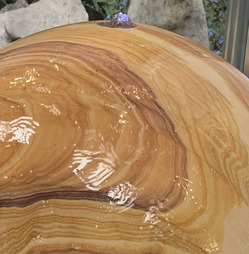 Natural Stone Round Sphere Ball Solar Powered Water Feature - Sandstone - Different Size Options