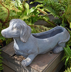 Sausage Dog Garden Planter in Blue Iron