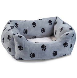 SnugPaws Square Dog Bed - Plush Grey - Different Size Options