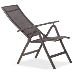 Sorrento Black 6 Seater Round Aluminium Set with Deluxe Textylene Recliner Chairs 