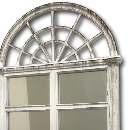 Outdoor Arched Top Garden Mirror White with Black Wash