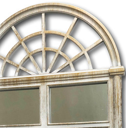 Outdoor Arched Top Garden Mirror White with Gold Wash