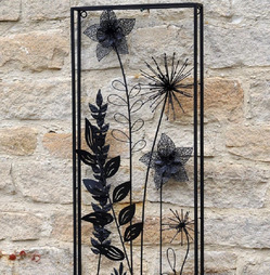 Metal Framed 3d Flower Wall Art - 30 x 91cm 