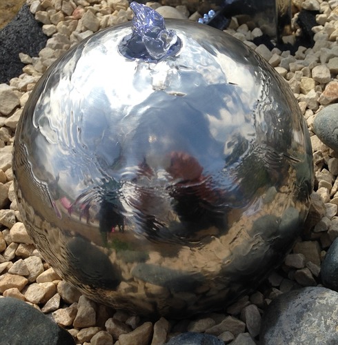 Stainless Steel Sphere Ball Solar Power Water Feature - Different Size Options