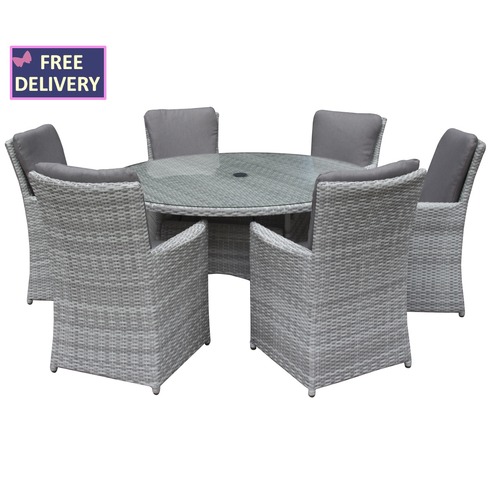 Burnham Xl 6 Seat Rattan Weave Set The Garden Factory