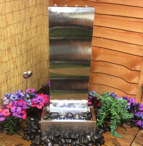 Wave Cascade Stainless Steel Solar Power Water Feature - Small