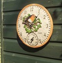 Robin Garden Outdoor Clock & Thermometer 12"