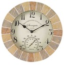 Stonegate Wall Clock and Thermometer 10" - Sandstone 