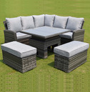 Auckland Casual Dining Set Wth Adjustable Table - Dark Grey